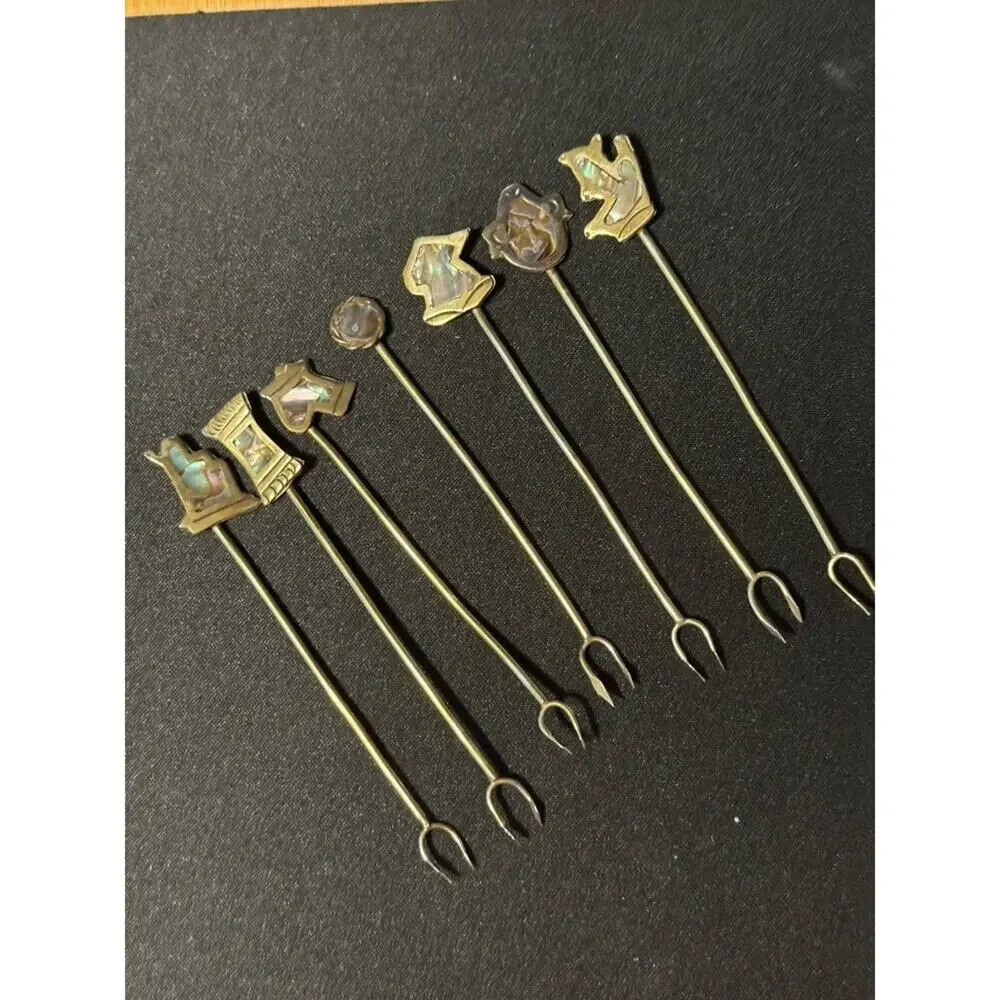 Abalone Cocktail Forks Pickle Olive Set Of 12 Alpaca Taxco